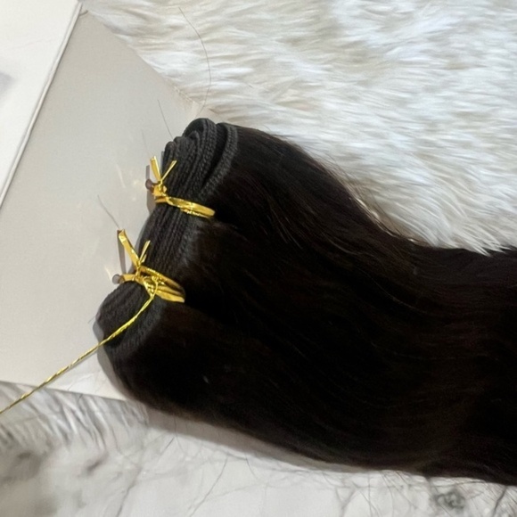#2 Dark Brown 100% Human hair Extensions 18 Inch Long - Picture 2 of 8